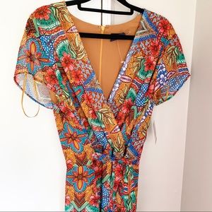 NWT Just Taylor Floral Printed Faux Wrap Dress